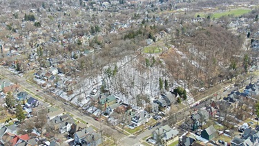 Aerial photo of stairs and park