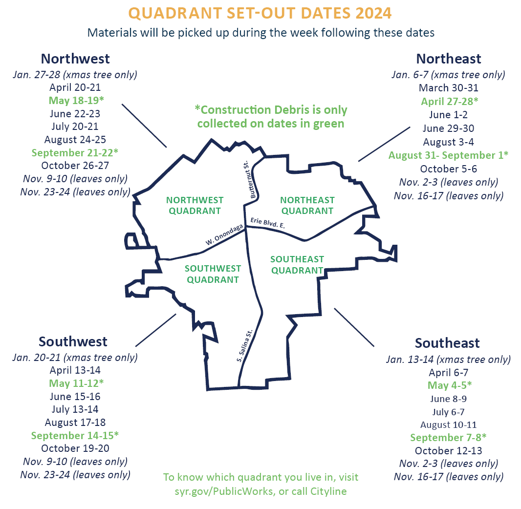 City Of Syracuse To Collect Christmas Trees In January City Of Syracuse   Quadrant Setout Map 2024 